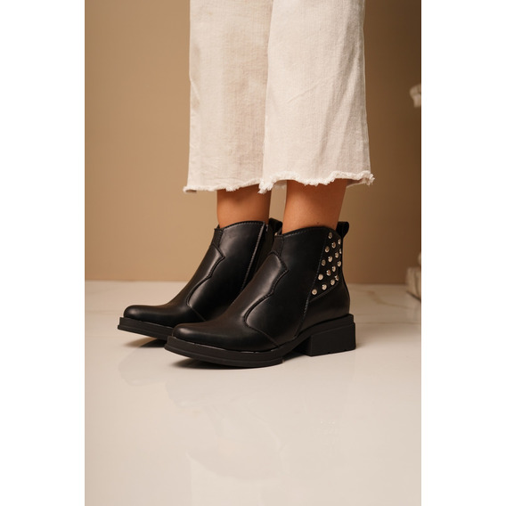 Bota Texana Mujer Diseño Tachas Comodas Bajas Draco