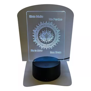 Luminária Acrílico Mandala 3d Led Oponopono Mistico Lindo