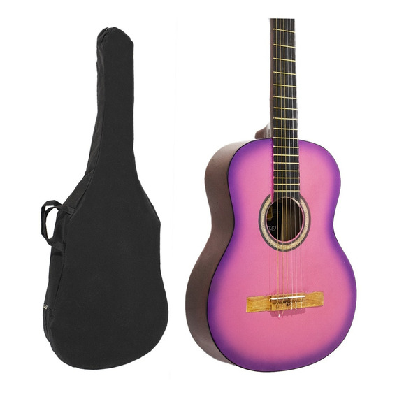 Guitarra Criolla Clasica De Estudio Rosa + Funda De Regalo