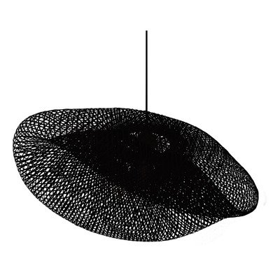Colgante Deco Moderno De Bambu 80x60 Black Apto Led E27