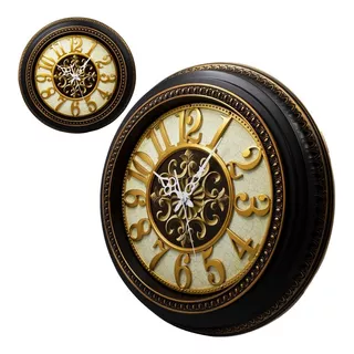 Relógio De Parede Redondo Gigante De Vintage De 50cm Dourado