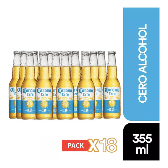 Pack 18 Cerveza Rubia Corona Sin Alcohol Botella De 330cc