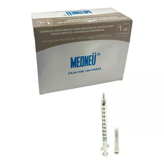 Jeringa 1ml Insulina  100 Pz Medneu 27g 13mm