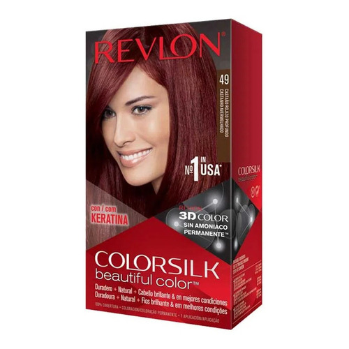 Kit Tintura Revlon  Colorsilk beautiful color™ tono 049 castaño rojizo profundo para cabello