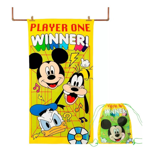 Toalla Playa + Bolso Morral Cordel Diseños Disney Marvel Color Mickey Player Tm