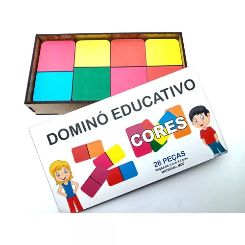 Jogo Educativo em Madeira – Dominó Quantidades e Números 28 Peças