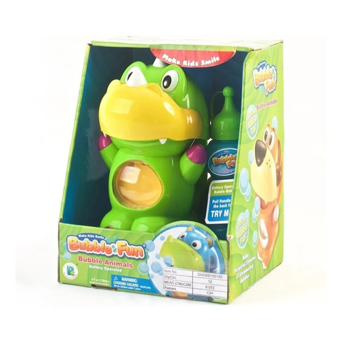 Burbujero Bubble Fun Dinosaurio Lanza Burbujas Frontal Edu Color Verde