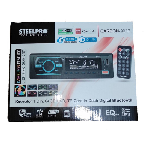 Steelpro Technologies Carbon-903B autoestereo economico bluetooth usb multicolor