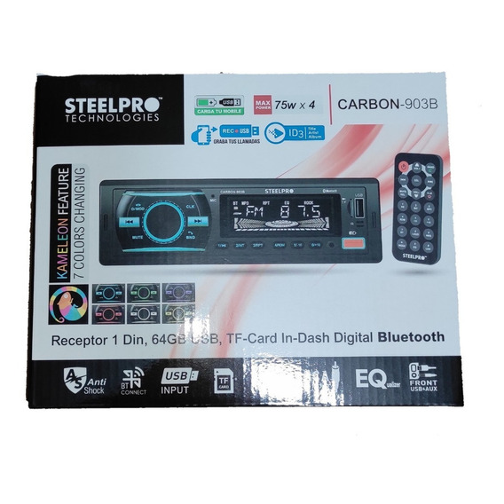 Autoestereo Economico Steelpro Bluetooth Usb Multicolor