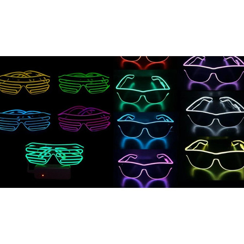 Lentes De Sol Luz Neon Led A Pilas Gafas Anteojos Luminoso Color Violeta