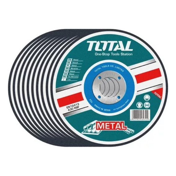 Disco Corte Metal Total 115 Mm 1.6mm X 10 Unidades Amoladora Color Turquesa