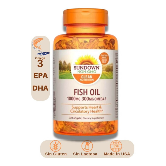 Omega 3 Fish Oil 1000 Mg (72 Caps) Libre De Gluten Sundown