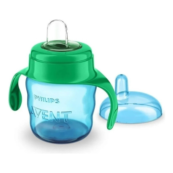 Vaso De Aprendizaje Easy Sip 200ml Con Asas Avent 551/05 Color Verde/Azul Classic