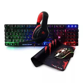 Combo 4 En 1 Teclado Mouse Audífono Mousepad Xblade Gamer Color Del Mouse Rgb Color Del Teclado Negro