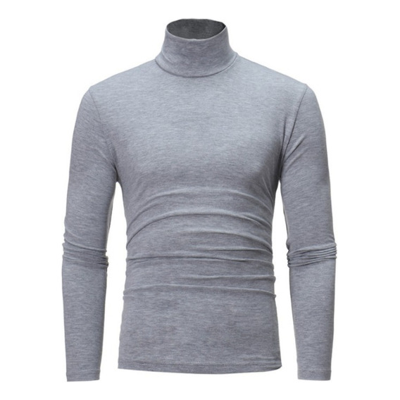 Polera Cuello Alto Polar Hombre Larga Premium Textura Suave