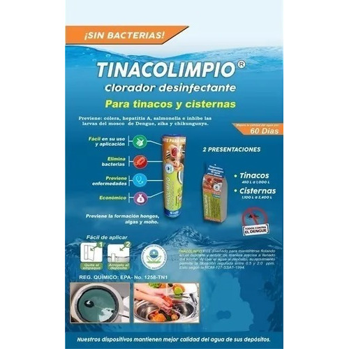 Dispositivo Mega Dual(antisarro+ Desinfectante)tinaco Limpio