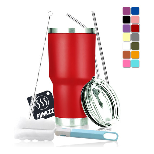 Vaso Térmico Portátil De Acero Inoxidable 30oz Con Calor/frí Color Rojo Liso