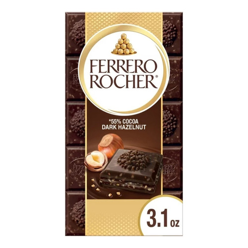 Barra De Chocolate Ferrero Rocher 55% Dark Hazelnut 90g