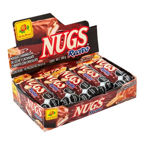 Nugs Recreo Nougat Chocolate Caramelo Cacahuate 560 G