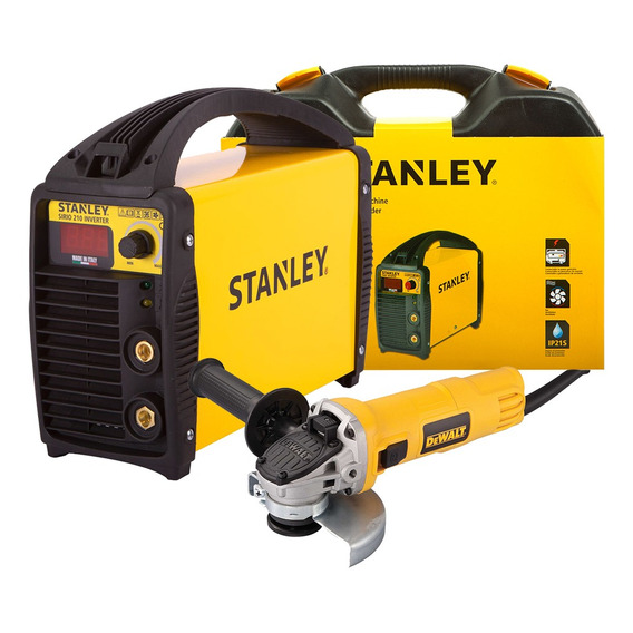 Combo Soldadora Stanley Sirio 210+ Amoladora Dewalt 115mm Fs