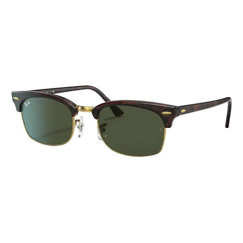 Anteojos de sol Ray-Ban Clubmaster Square Legend Gold Standard con marco de acetato color polished mock tortoise, lente green clásica, varilla polished mock tortoise de acetato - RB3916