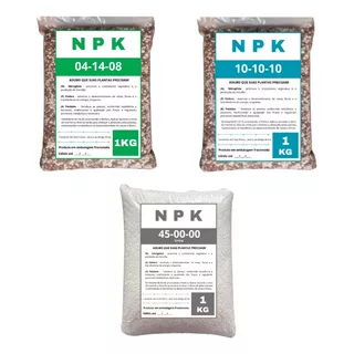 Kit Adubo Fertilizante Npk 10-10-10 + 04-14-08 + 45-00-00