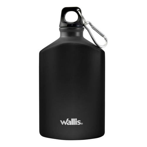 Botella Cantimplora Plana 500ml Aluminio Negro Wallis