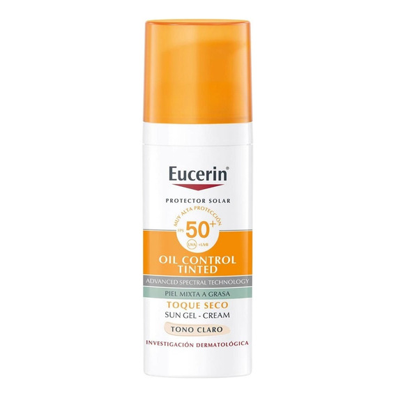 Eucerin oil control toque seco protector solar facial sun fps 50+ tono claro 50 ml