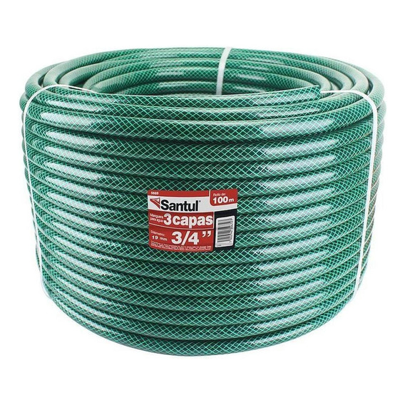 Manguera Para Jardin 3/4x100mts Reforzada Verde Nylon Santul Color Verde Oscuro