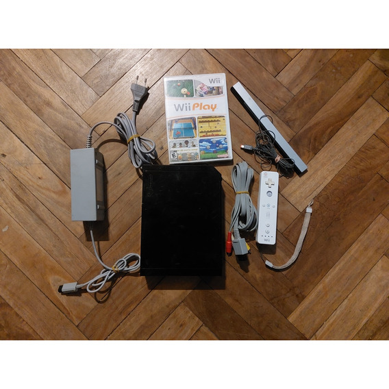 Wii Consola Nintendo Negra Completa Con Mote Y Jueg Wii Play