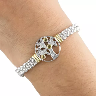 Pulsera Plata Y Oro Árbol De La Vida Mujer Regalo Garantía