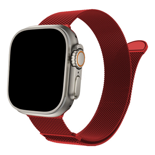 Correa De Acero Inoxidable Magnética Para Apple Watch 42 / 44 / 45 & Ultra - Color Rojo - Marca Cellbox