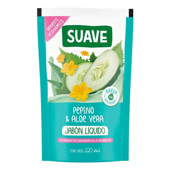 Suave Jabon Liquido Repuesto Pepino & Aloe Vera 220ml