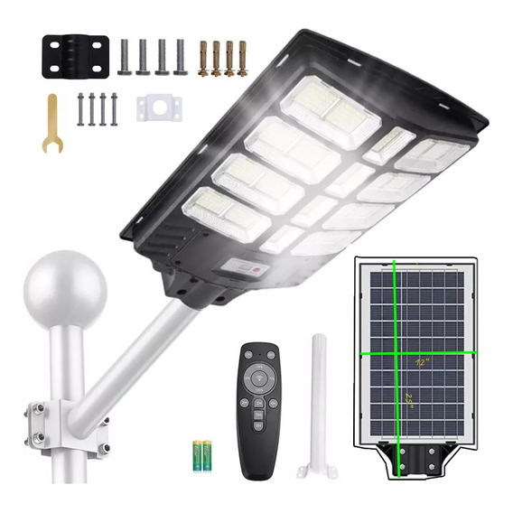 Lámpara Led Solar Luminaria Suburbana Alumbrado 800w Negro