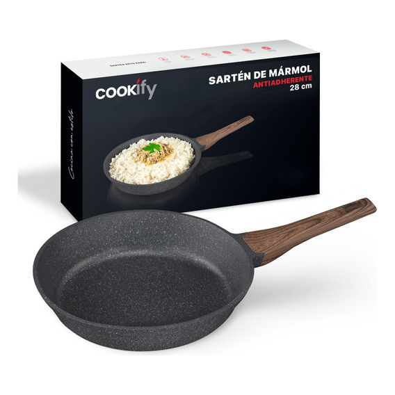 Sartén Antiadherente 28 Cm Cookify | Stone-tech Series | Libre De Pfoa, Cocina Saludable. Color Mármol Negro