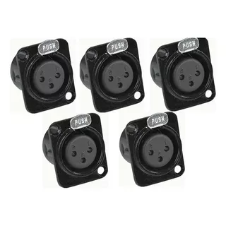 5 X Conectores De Chasis Canon Xlr Hembra Para Empotrar 