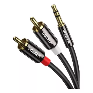 Cable Auxiliar Ugreen 10749 Audio Jack 3.5mm A 2rca Conectores Macho Carcasa De Metal 1m