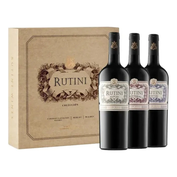 Rutini Cabernet Malbec, Merlot, Malbec En Estuche De