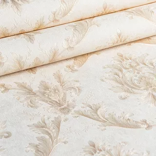 Papel Decorativo De Parede Quarto Sala Damask Castanho 10m