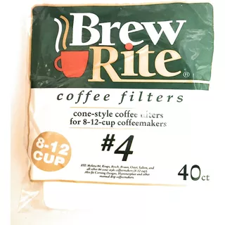 Filtros De Cafe Para Cafeteras Cono Nº 4 Paq De 40 Unidades