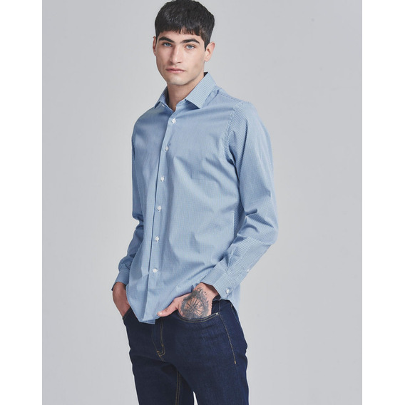 Camisa Teter, Slim Fit, Hombre,100% Algodón, Cuadros, Equus