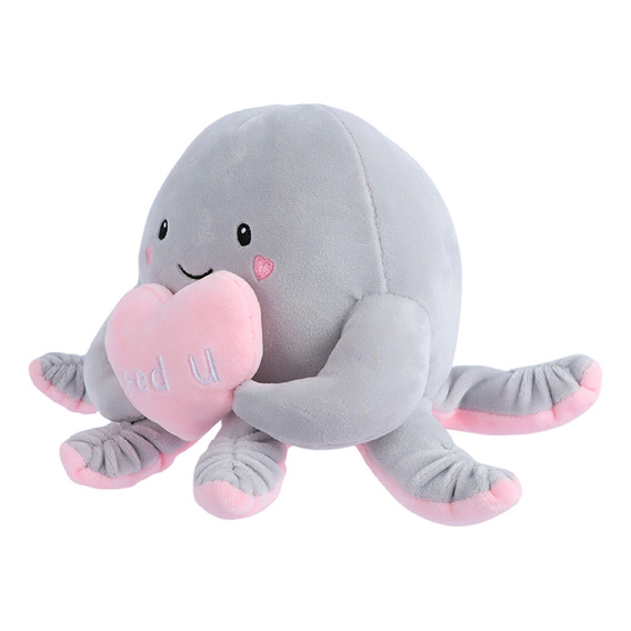 Miniso Peluche  Pulpo Con Corazón Felpa Gris 22.5x10.3 Cm