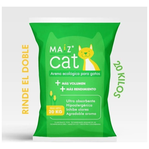 Maíz Cat X20kg - Arena Ecológica Para Gatos - Inhibe Olores x 20kg de peso neto