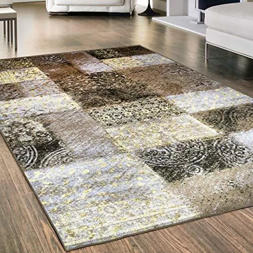 Ambiente Urbano - Alfombra Antideslizante con Sopapa Cuadros Beige 39 x 69  cm