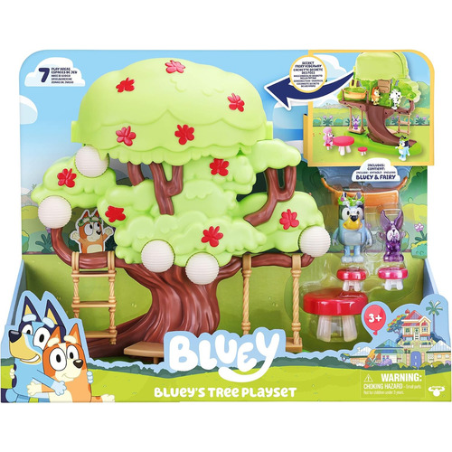 Bluey Casita Del Arbol Playset Tree Con Figuras Y Accesorios Color Azul