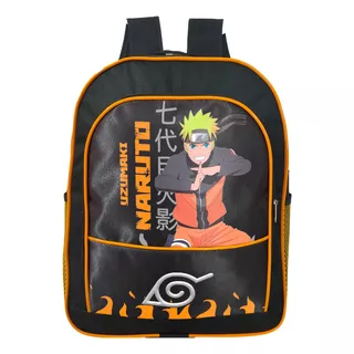 Mochila Uzumaki Naruto  Grande Escolar Preto/ Amarelo