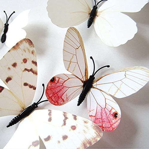 Mariposa De Calcomanía De Pared, 36pcs 3d Pegatinas De Marip Color White