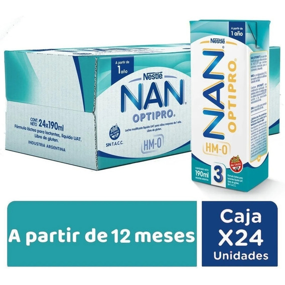 Nestlé Nan Optipro 3 Leche Infantil Liquida - Pack 24 Bricks
