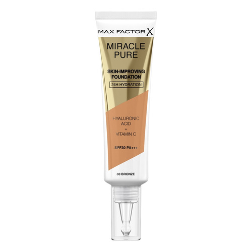 Base de maquillaje líquida Max Factor Miracle Pure Miracle Cure Foundation SPF30 Base de maquillaje en liquido Max Factor Miracle Pure Miracle Cure Foundation SPF30 tono 45 warm almond - 30mL tono 80 bronze - 30mL