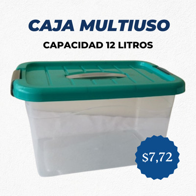 Caja Plastica Container 12 Litros Apilable Con Tapa Multiuso